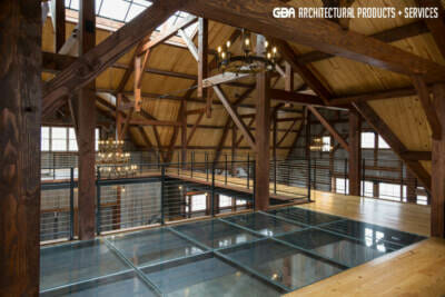 glass flooring systems can transform even a barn